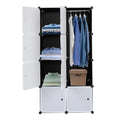 Portable Wardrobe Closet, 8-Cube Clothes Storage Organizer with Door & Hanging Rod, Black V461