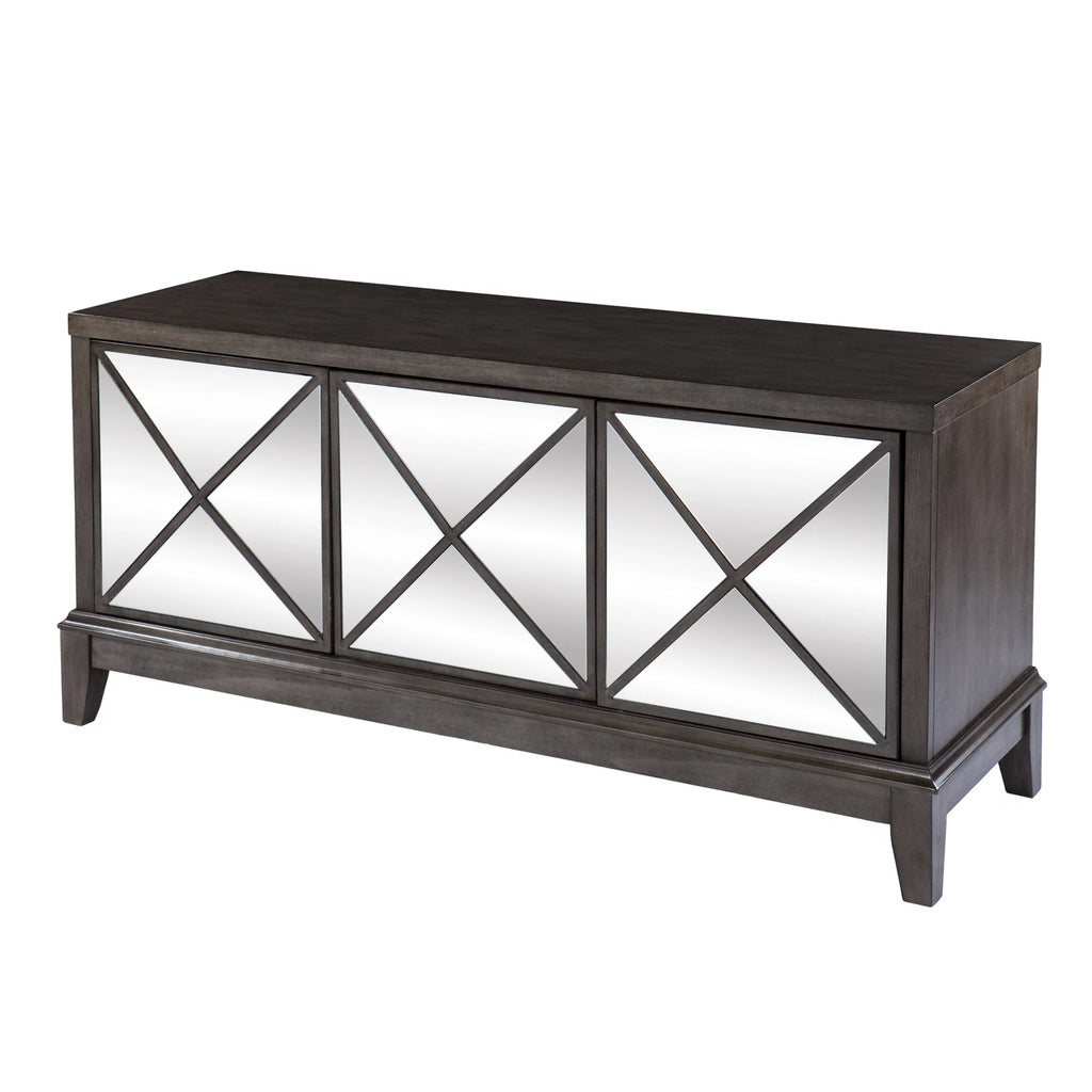 50" Brown Mirrored Media Cabinet with Storage S93085