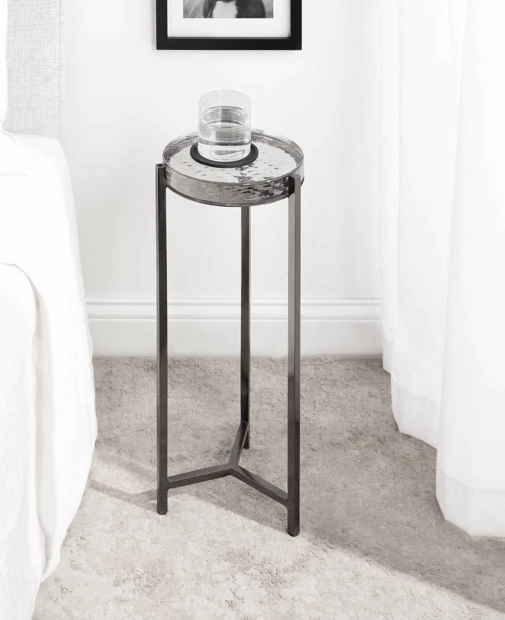 Gray Round Glass Drink Table G83827
