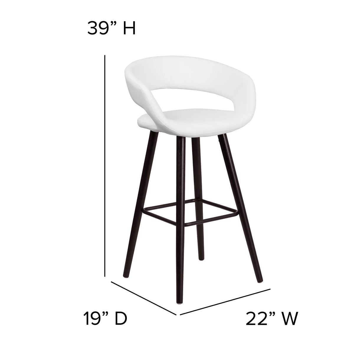Cappuccino Wood Barstool with White Vinyl Q379