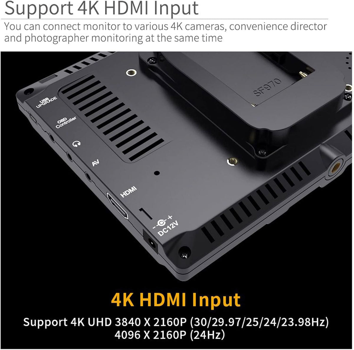 7 Inch DSLR Camera Field Monitor IPS 1280x800 4K HDMI with Sunshade C890393