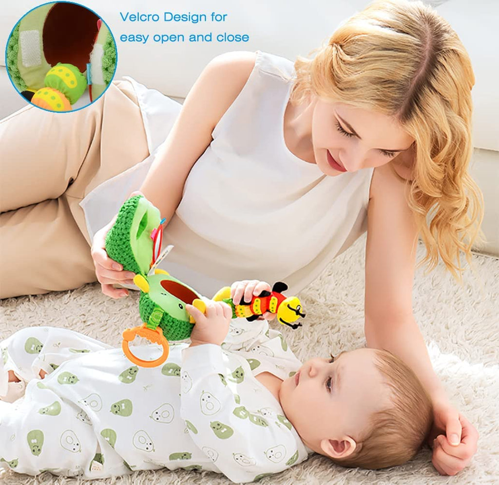 Clip on Stroller Toy with Mirror, Plush Avocado Toy J5647
