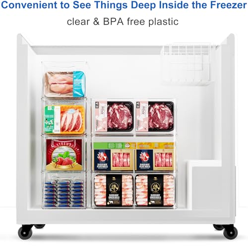 2 Pack Deep Freezer Organizer Bins, Stackable Chest Freezer Storage Bins, Food-Grade Plastic Z16849