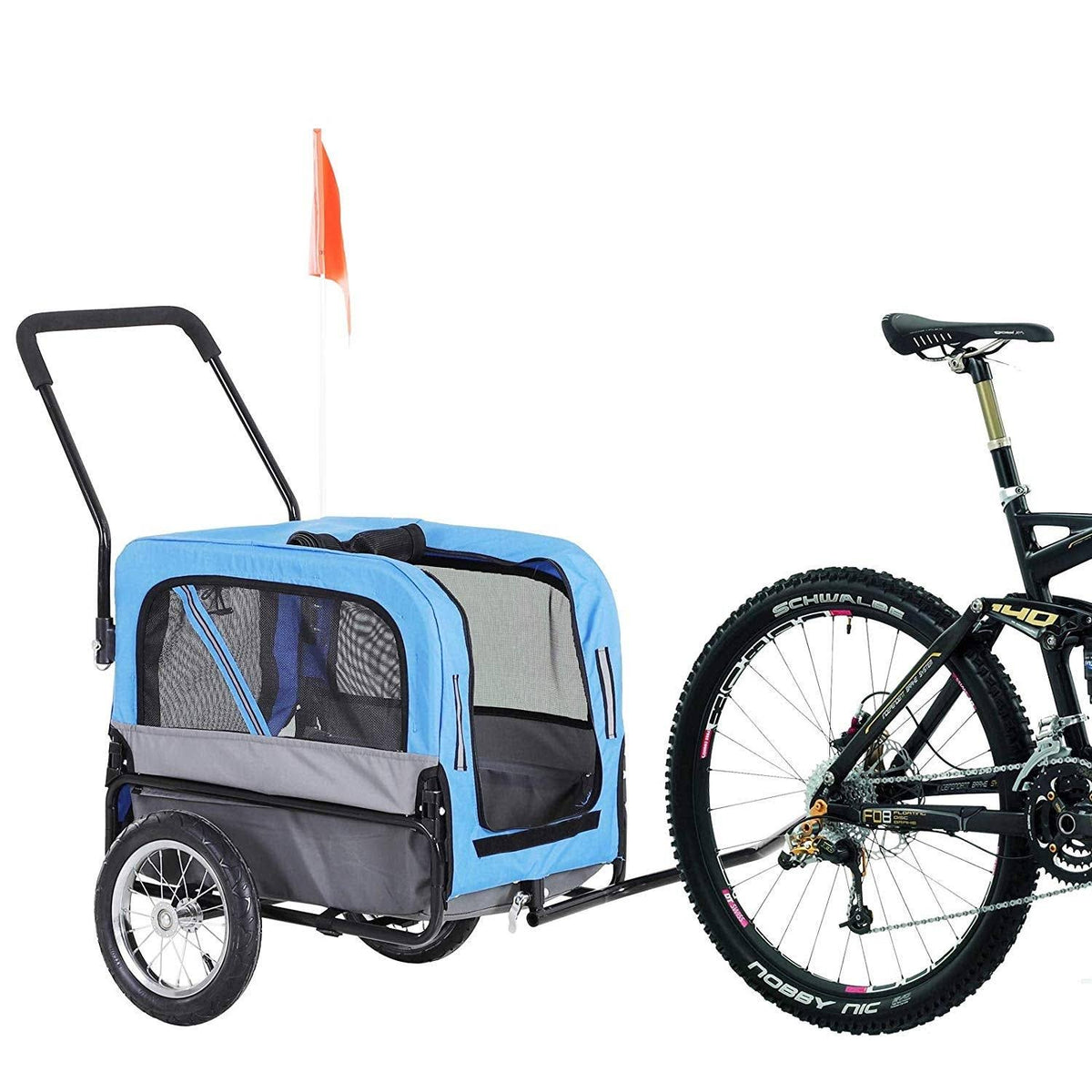 2-in-1 Dog Pet Bicycle Trailer Stroller with Swivel Wheel D359