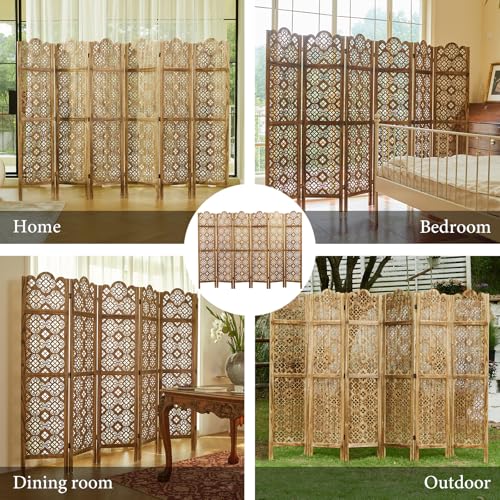 68.9 Inch 4 Panels Wood Carved Folding Room Divider D93814