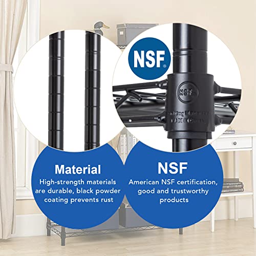 Black 4 Tier Steel Wire Shelving Unit H2758