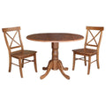 Dual Drop Leaf Table with 2 X-Back Chairs Set Distressed Oak - 3 Piece B155769