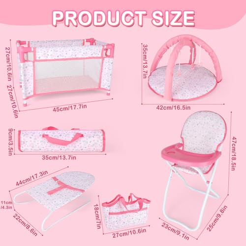 Pink 6 in 1 Baby Doll Playset with Furniture Z30315