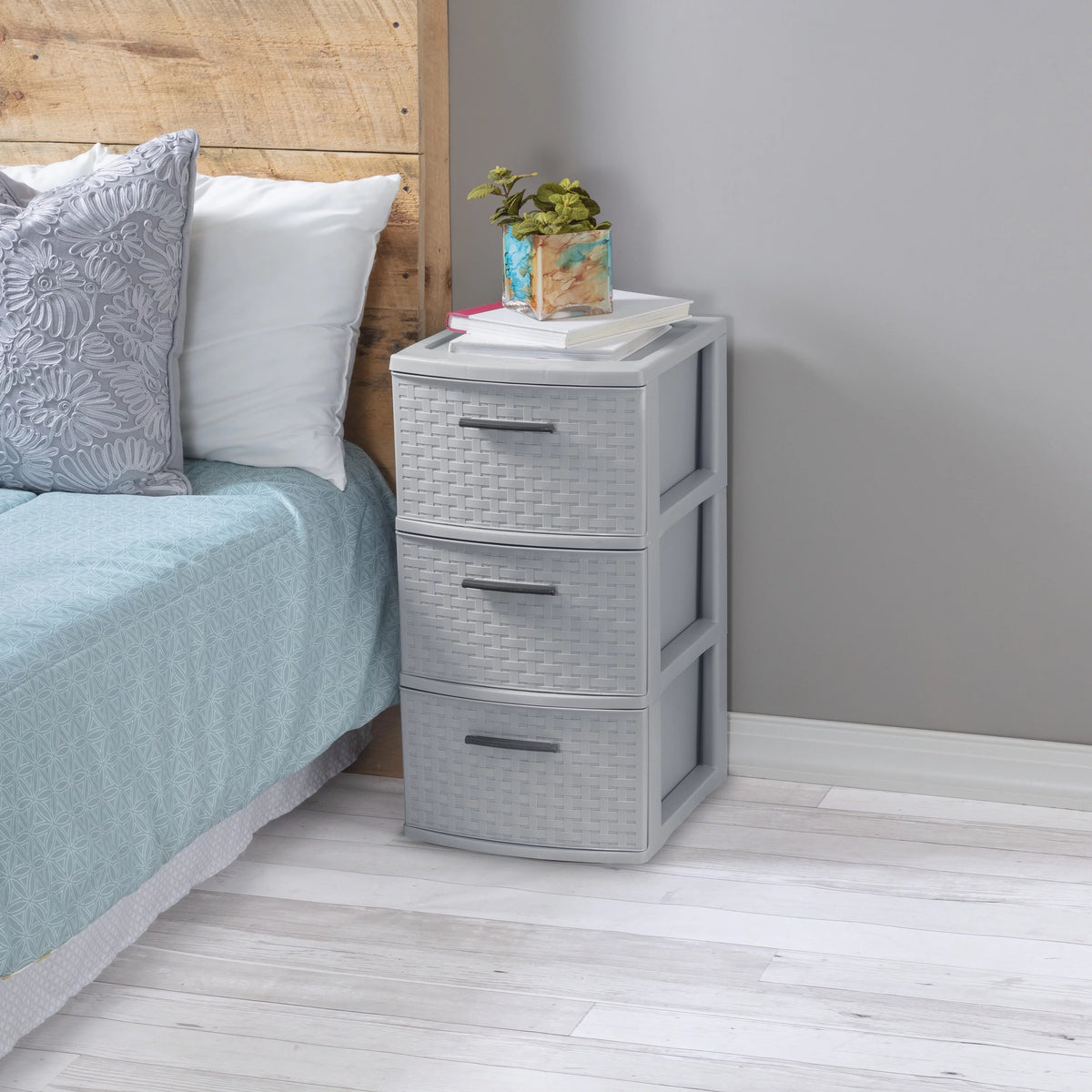 3 Drawer Plastic Weave Tower Set of 2 Z27103