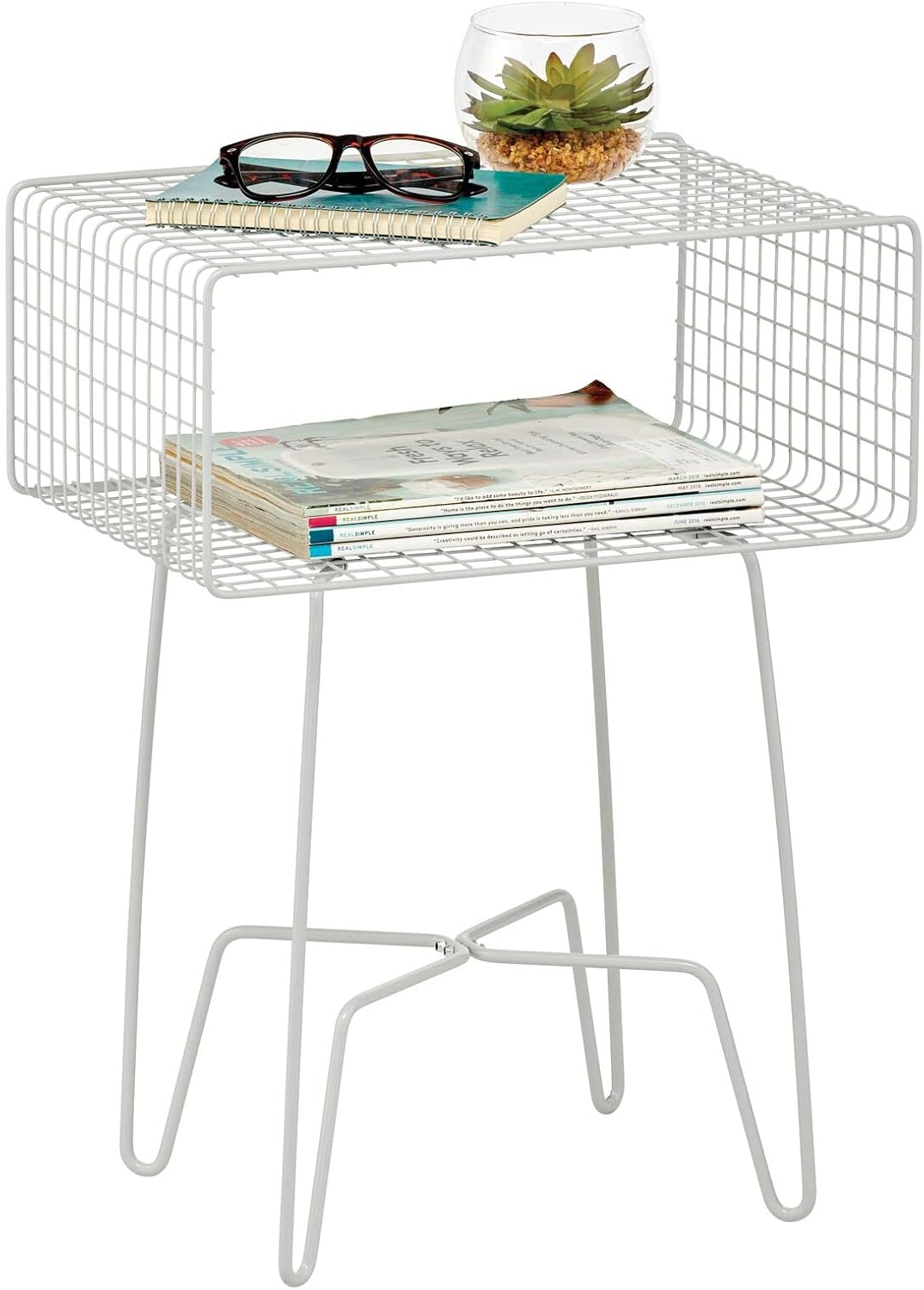 Chrome 2-Tier Metal Side Table with Storage Shelf U213652