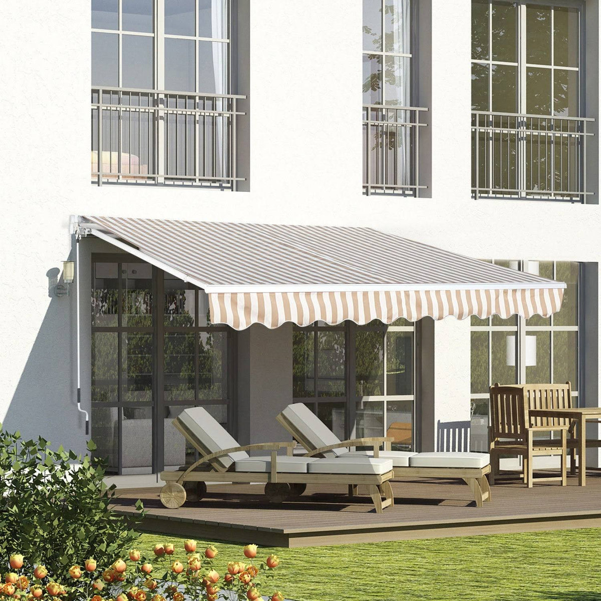 13 x 8 Manual Retractable Patio Awning Beige Y21407