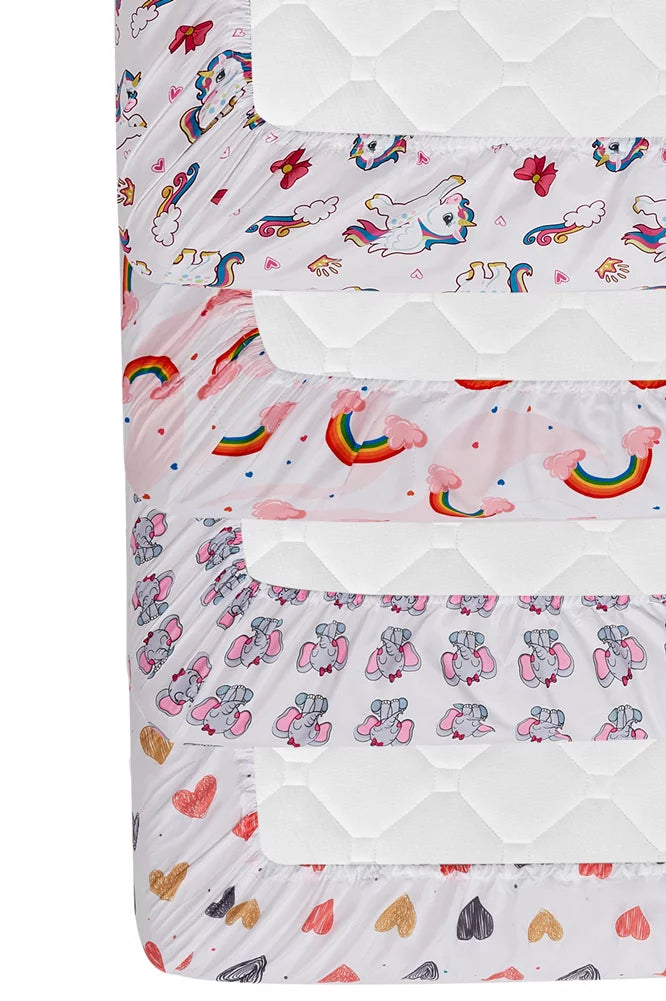 4 Pack Pink Fitted Crib Sheet Set R8716