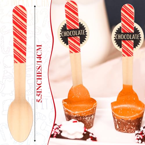 100 Set Christmas Disposable Wooden Spoons 5.5 Inches P652