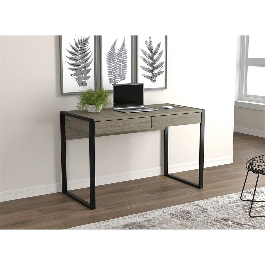 47"L 2-Drawers Black Metal Computer Desk A496953