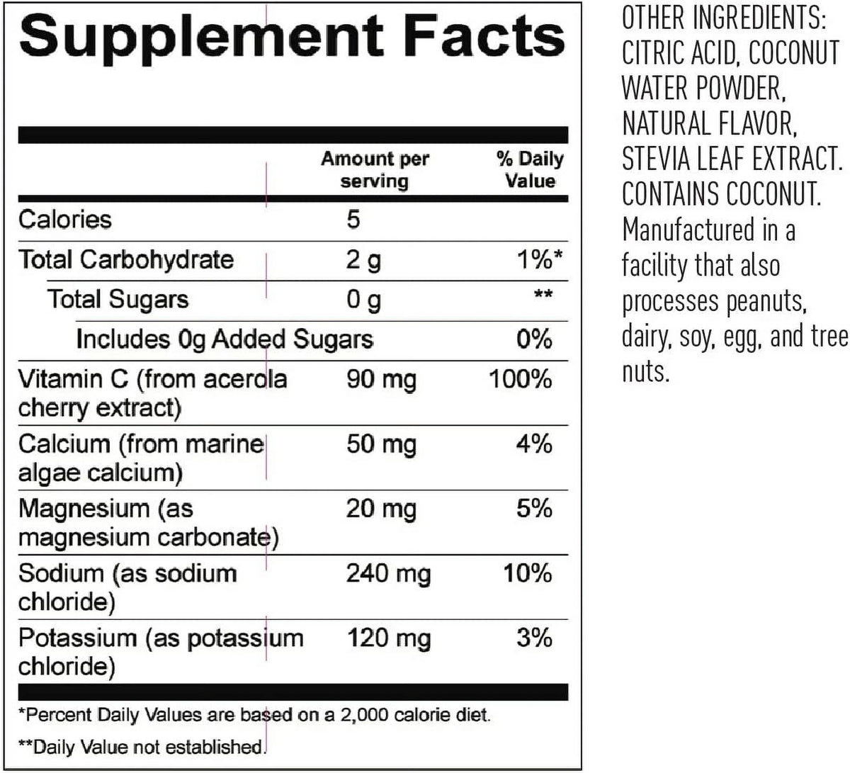 Plant-Based Electrolyte Hydration Powder, Lemon Lime, 4.9oz B760