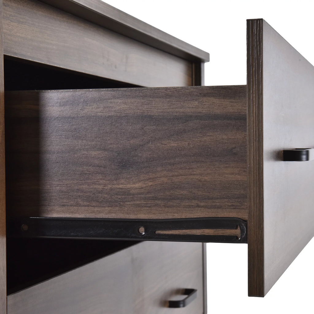 Medium Brown 5 Drawer Faux Wood Dresser C18736