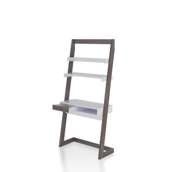 Distressed Gray Desk with 3-Shelves U655