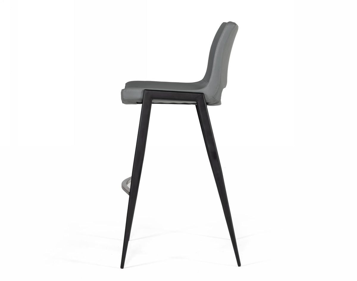 Modern Gray Eco-Leather Bar Stool (Set of 2) D7880
