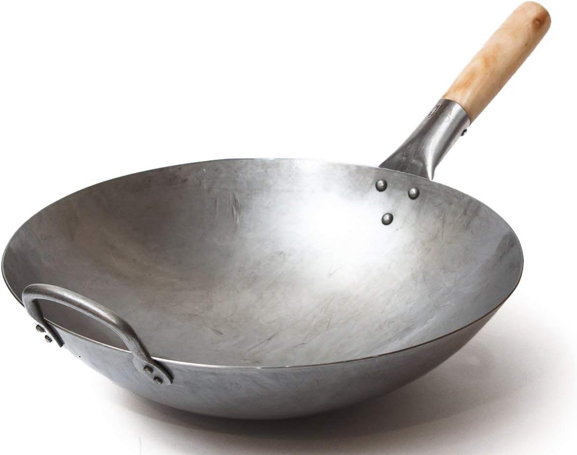 14 Inch Hand Hammered Carbon Steel Wok B29119