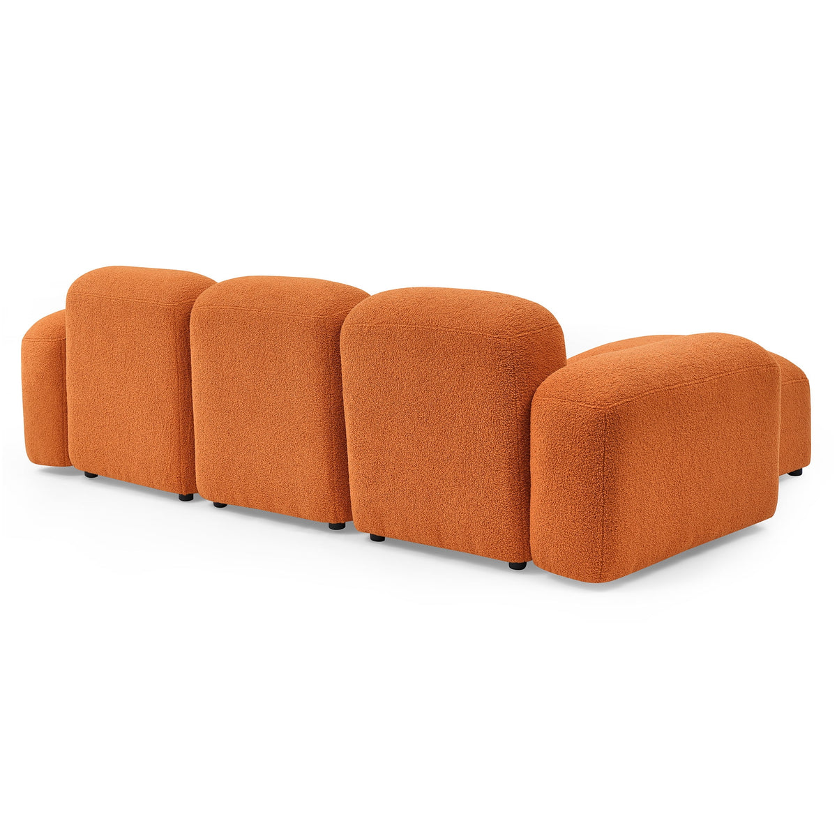 L-Shape Modular Sectional Sofa with 2 Pillows Teddy Fabric Orange M92492
