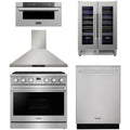 36 Gas Range, Range Hood, Dishwasher, Microwave and Wine Cooler F820574