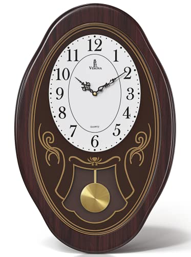 Battery Operated Wood Pendulum Wall Clock C9048