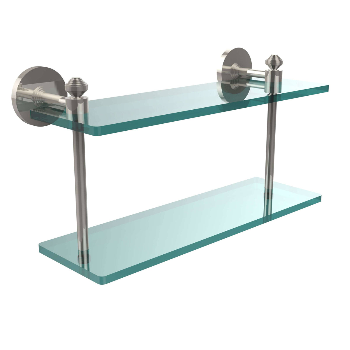 Polished Nickel Two Tiered Glass Shelf R19169