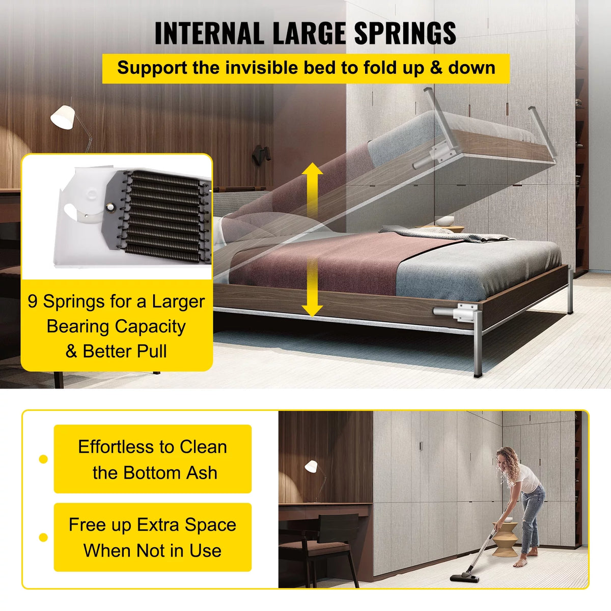 Murphy Bed Hardware Kit Vertical Mounting Heavy Duty Bed Support M730488