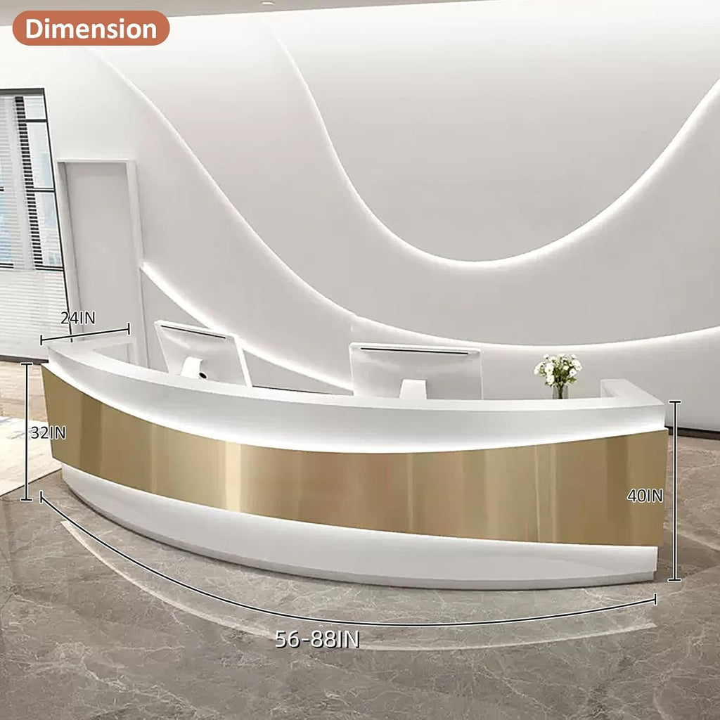 Golden Panel Curved LED Light Reception Desk T8358