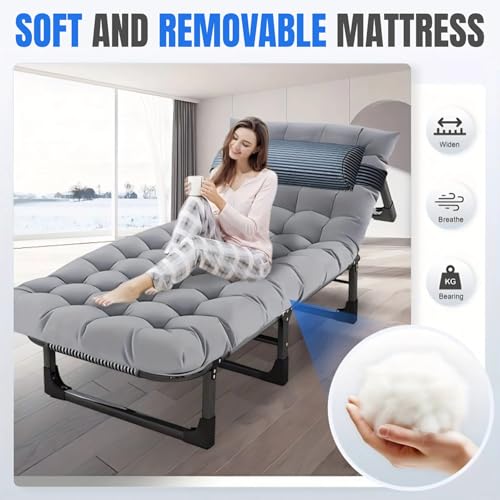 Portable Camping Cot with Removable Mattress and Pillow L6556