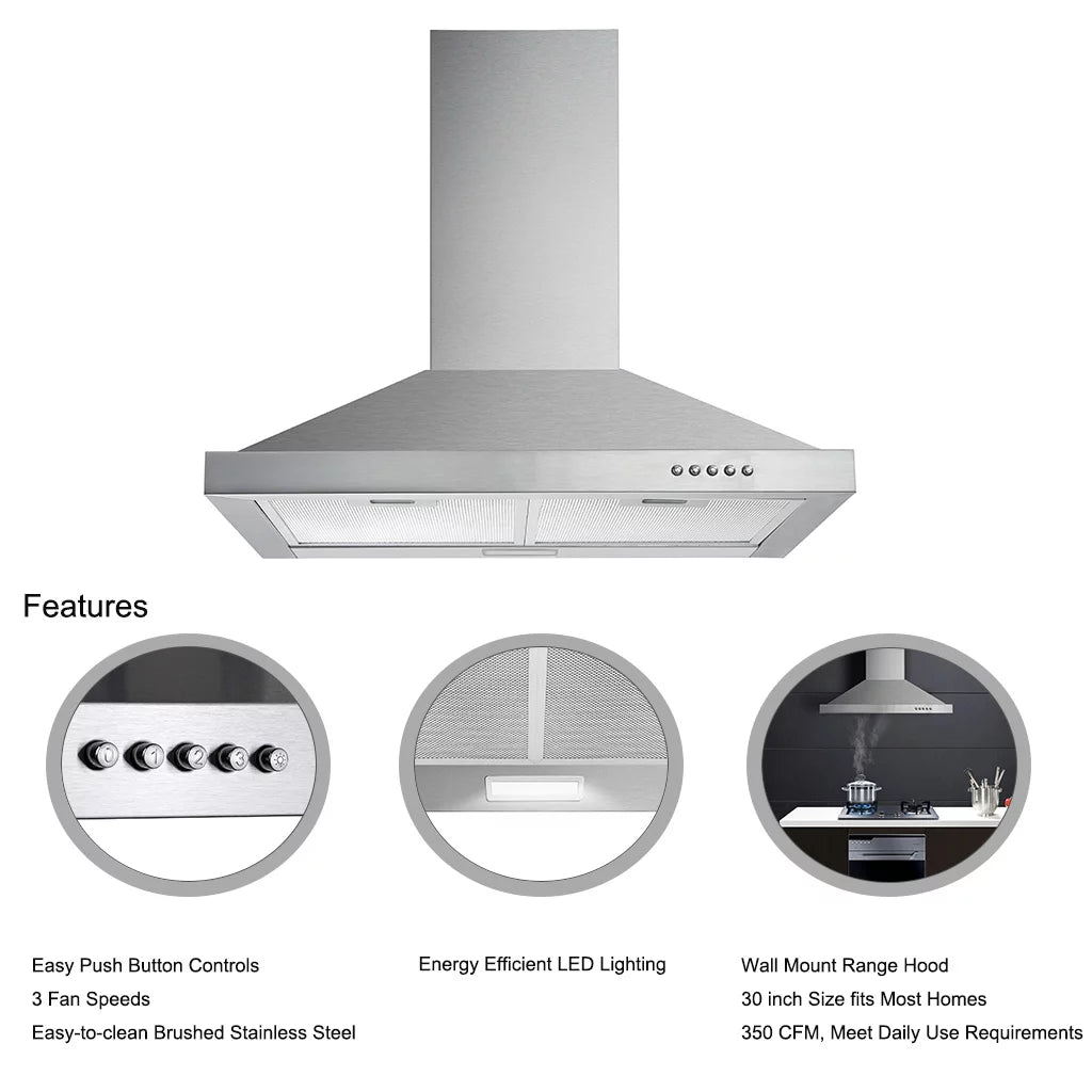 30 inch Stainless Steel Wall Mount Range Hood I617