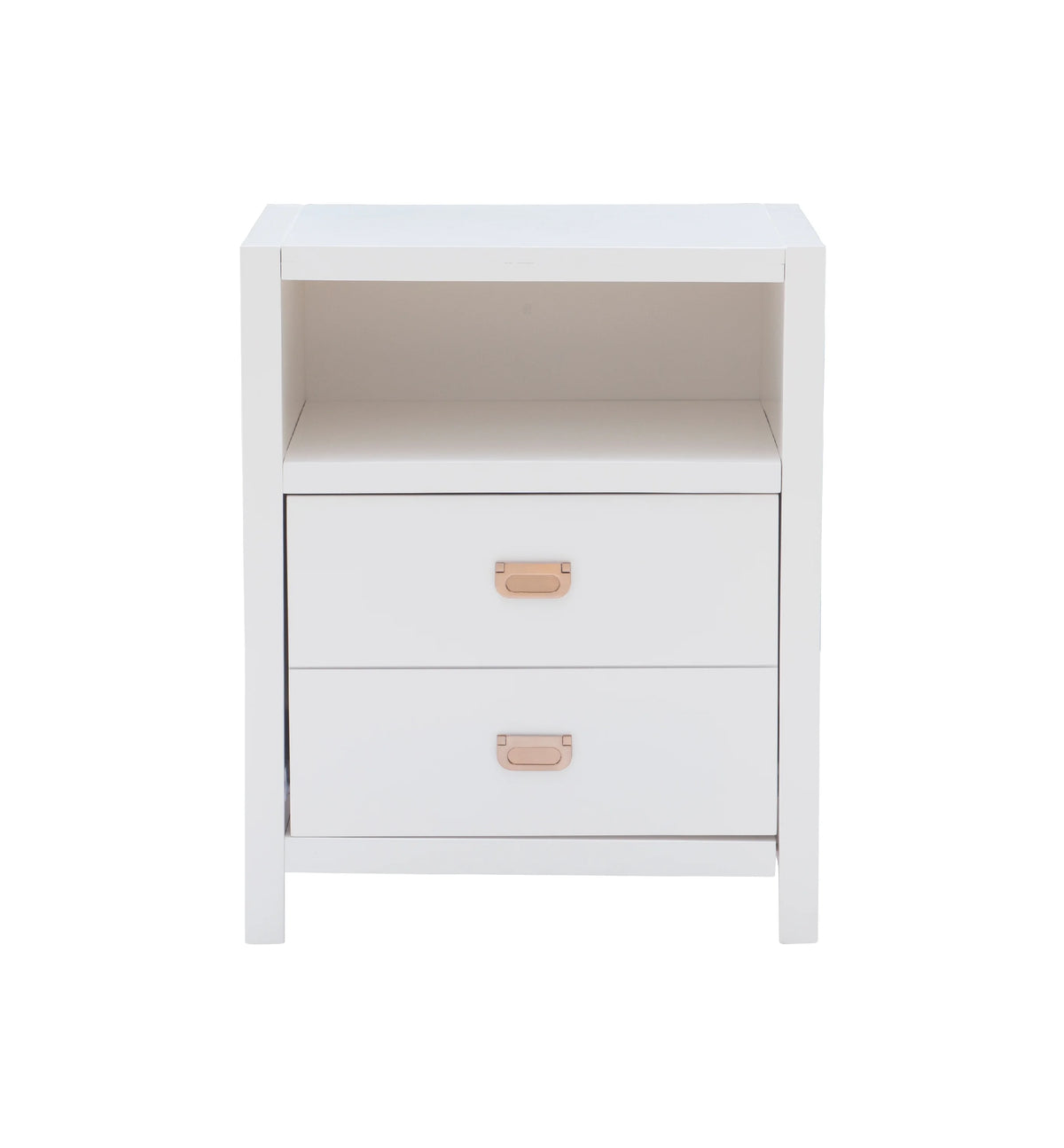 White 2-Drawer Side Table with Shelf U2000