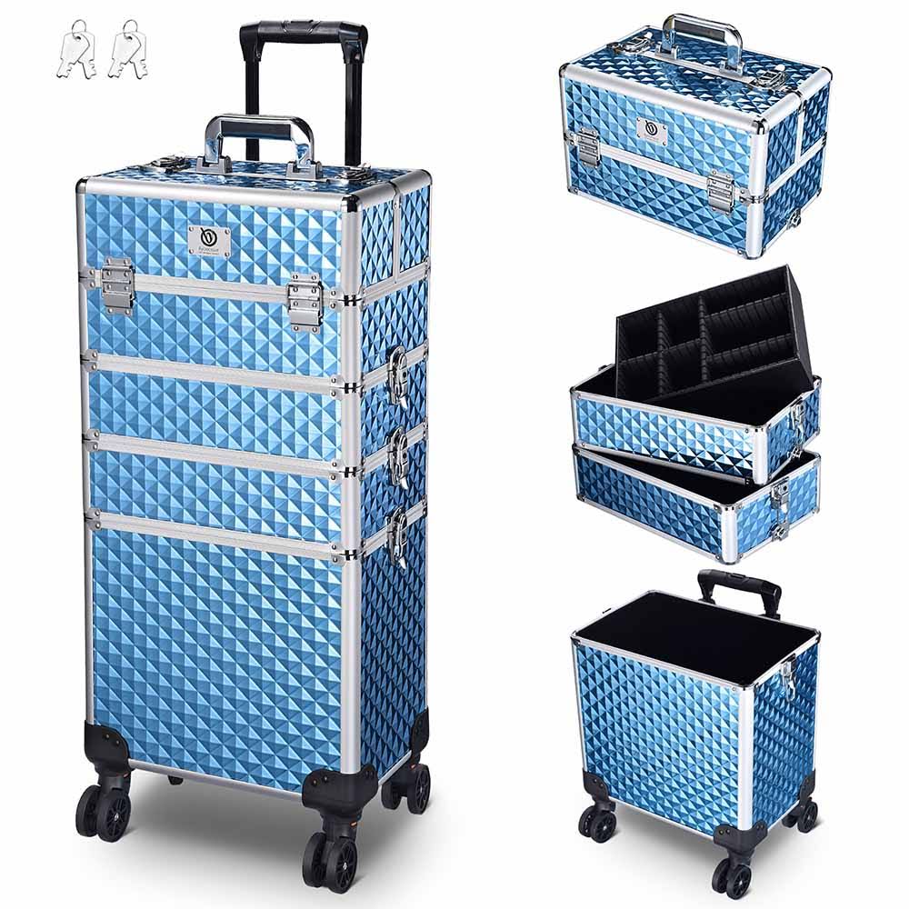 Black Aluminum Rolling Cosmetic Train Case K164