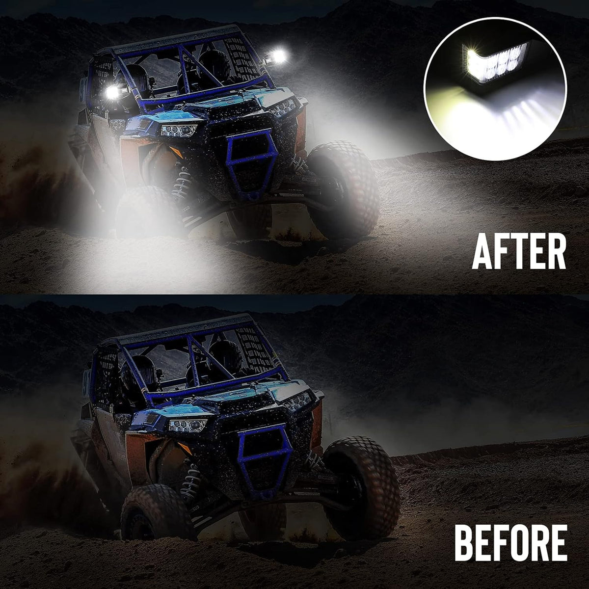 Aluminium UTV Side Mirrors with LED Spot Lights, One Pair U540565