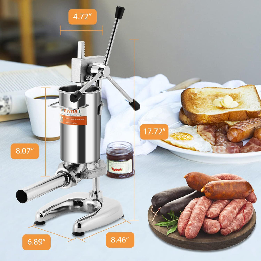 2L Manual Sausage Stuffer 4 Sausage Tubes Stainless Steel Meat Filler E439818