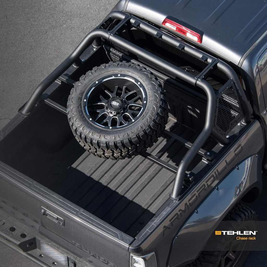 Matte Black Truck Bed Roll Bar with Tire Carrier W5693