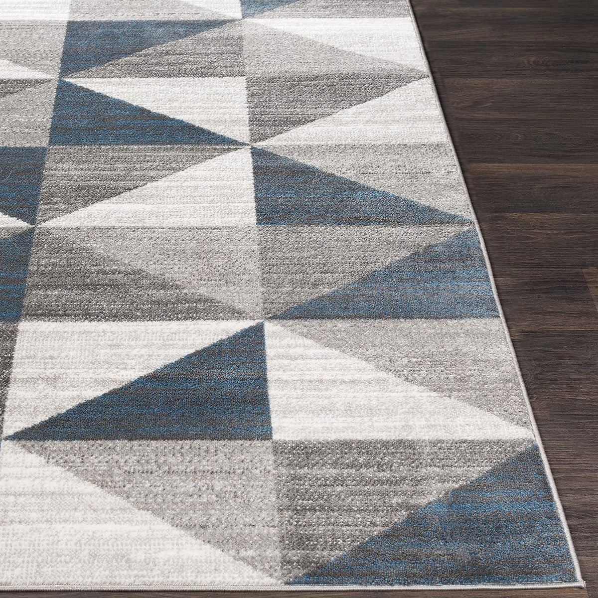 Sky Blue Navy Grey White Square Area Rug X825662