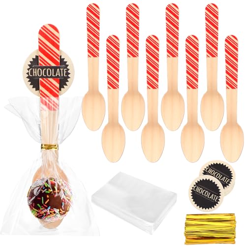 100 Set Christmas Disposable Wooden Spoons 5.5 Inches P652