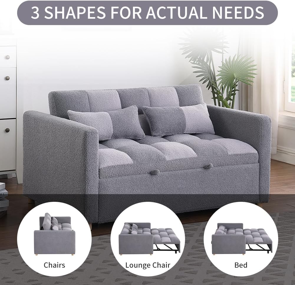 Gray Convertible Sofa Bed Couch K32134