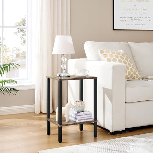 Rustic Brown and Black 2-Tier Narrow Side Table G182