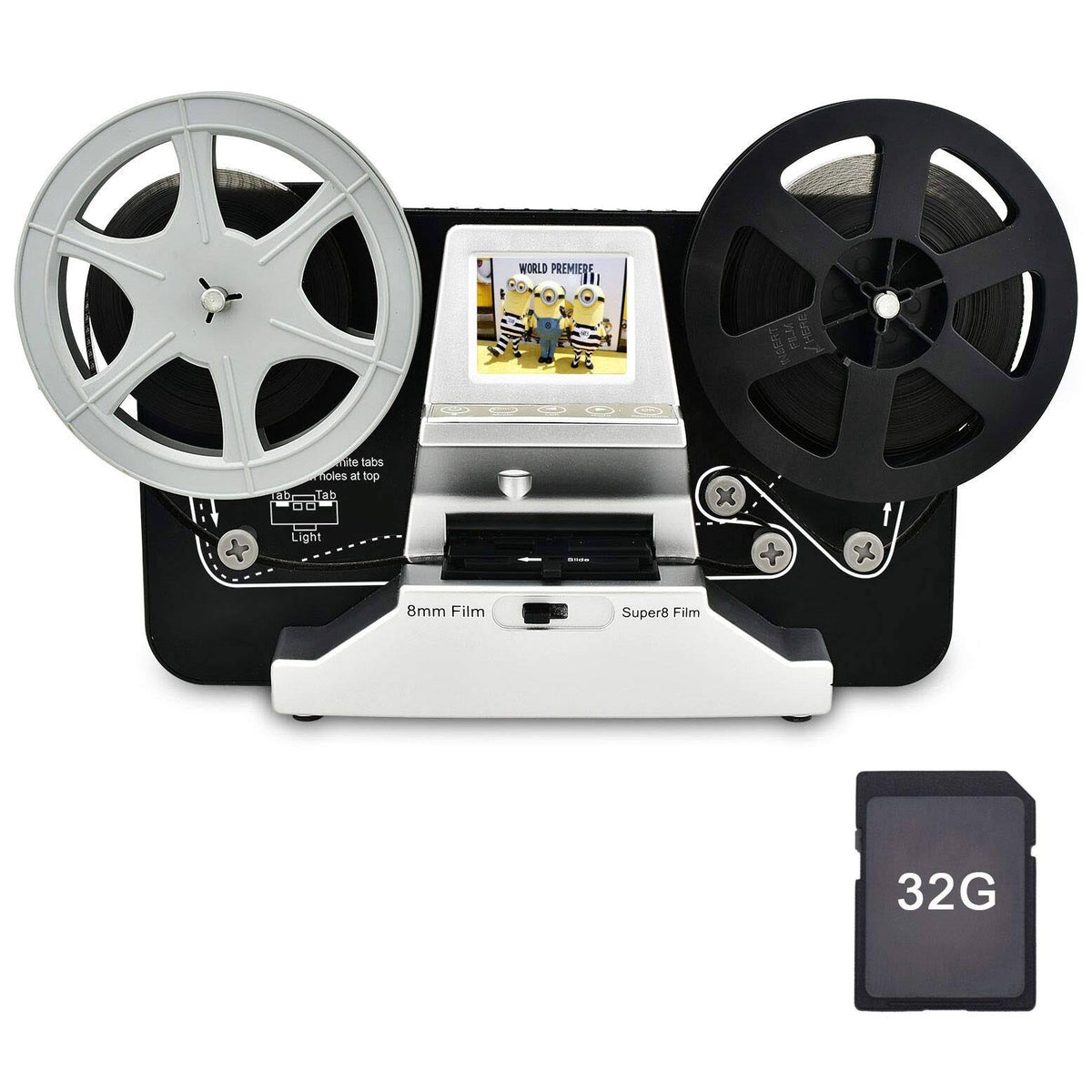 Black 8mm Super8 Roll Film Scanner with 2.4 inch LCD W80791