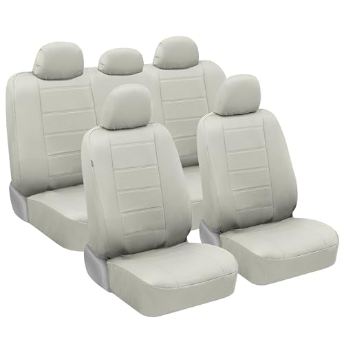 Beige Faux Leather Car Seat Covers Front Seats Only 4-Piece O8659