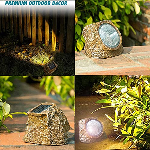 2 Pack 10 LED Waterproof Solar Powered Rock Light F70655