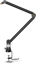 Mic Boom Arm with 3/8 to 5/8 Adapter, Heavy Duty Metal Desk Mount Stand with Hidden Cable Design Q661