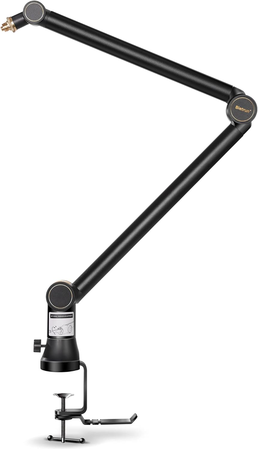 Mic Boom Arm with 3/8 to 5/8 Adapter, Heavy Duty Metal Desk Mount Stand with Hidden Cable Design Q661