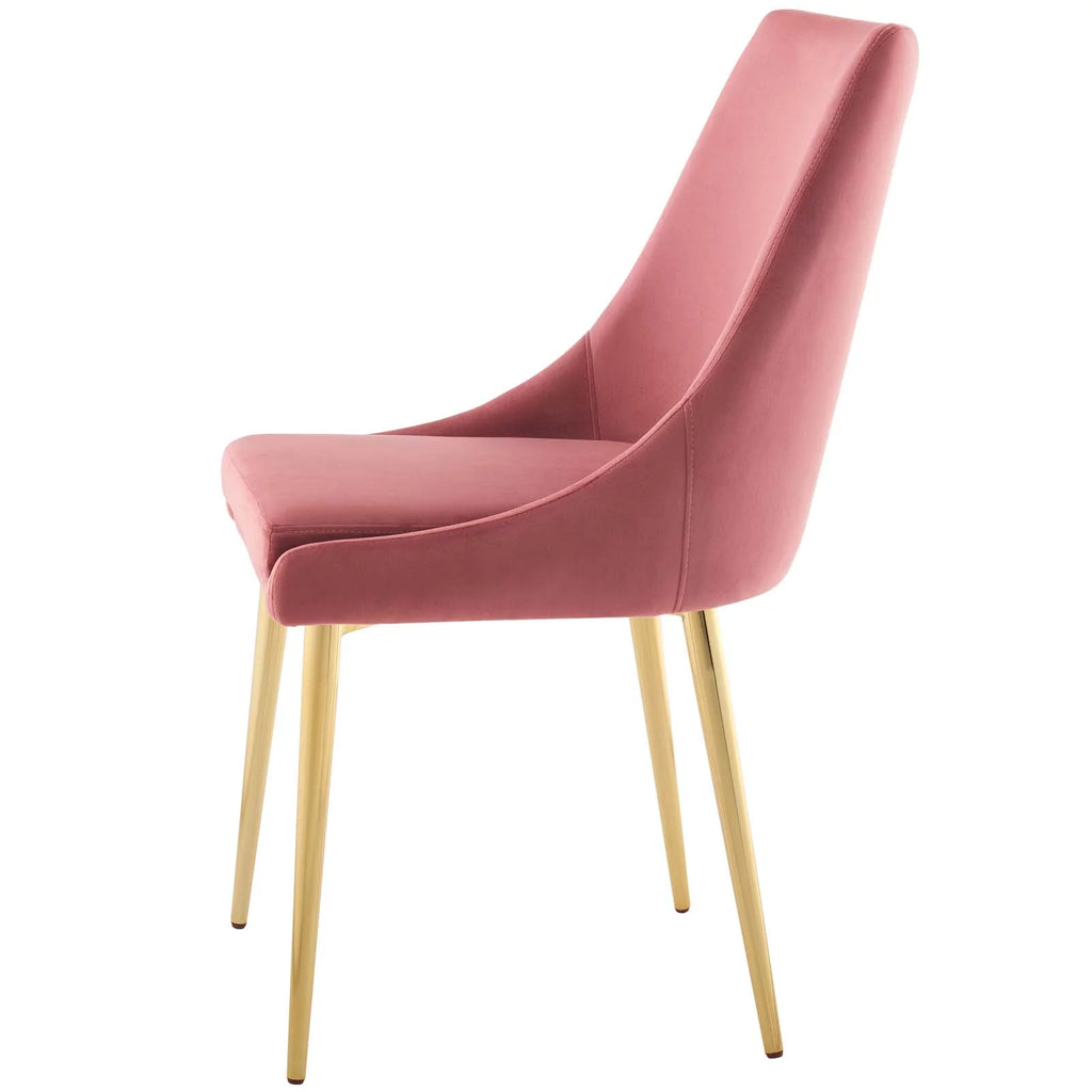 Pink Velvet Fabric Metal Steel Dining Chair H671367