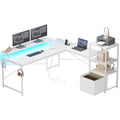 51" White L Shaped Computer Desk with Charging Port K6072