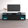 71" High Gloss TV Stand with Cabinets and LED Lights Q186668