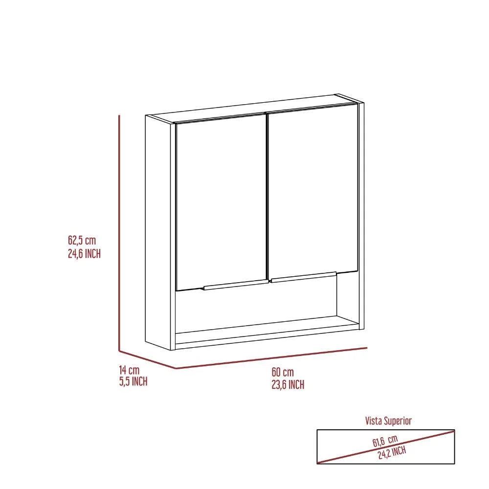 Medicine Cabinet with Mirror, Three Internal Shelves, Light Gray Finish O411
