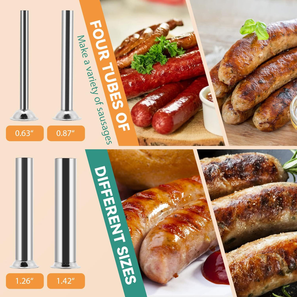 2L Manual Sausage Stuffer 4 Sausage Tubes Stainless Steel Meat Filler E439818